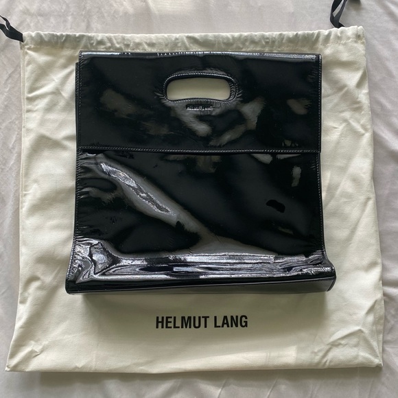 Helmut Lang Handbags - Helmut Lang NWT Black Patent Leather Flap Tote Bag